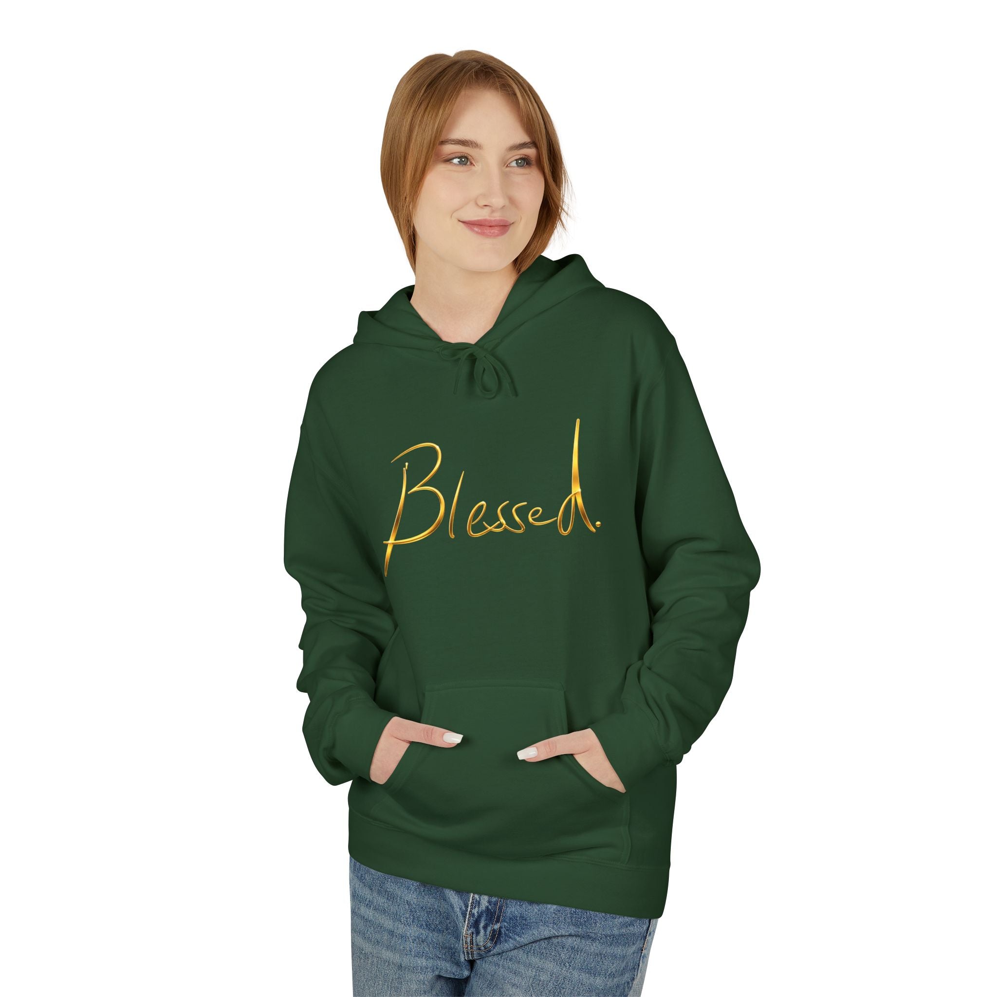 Blessed Hoodie — Minimal Gold Calligraphy Pullover