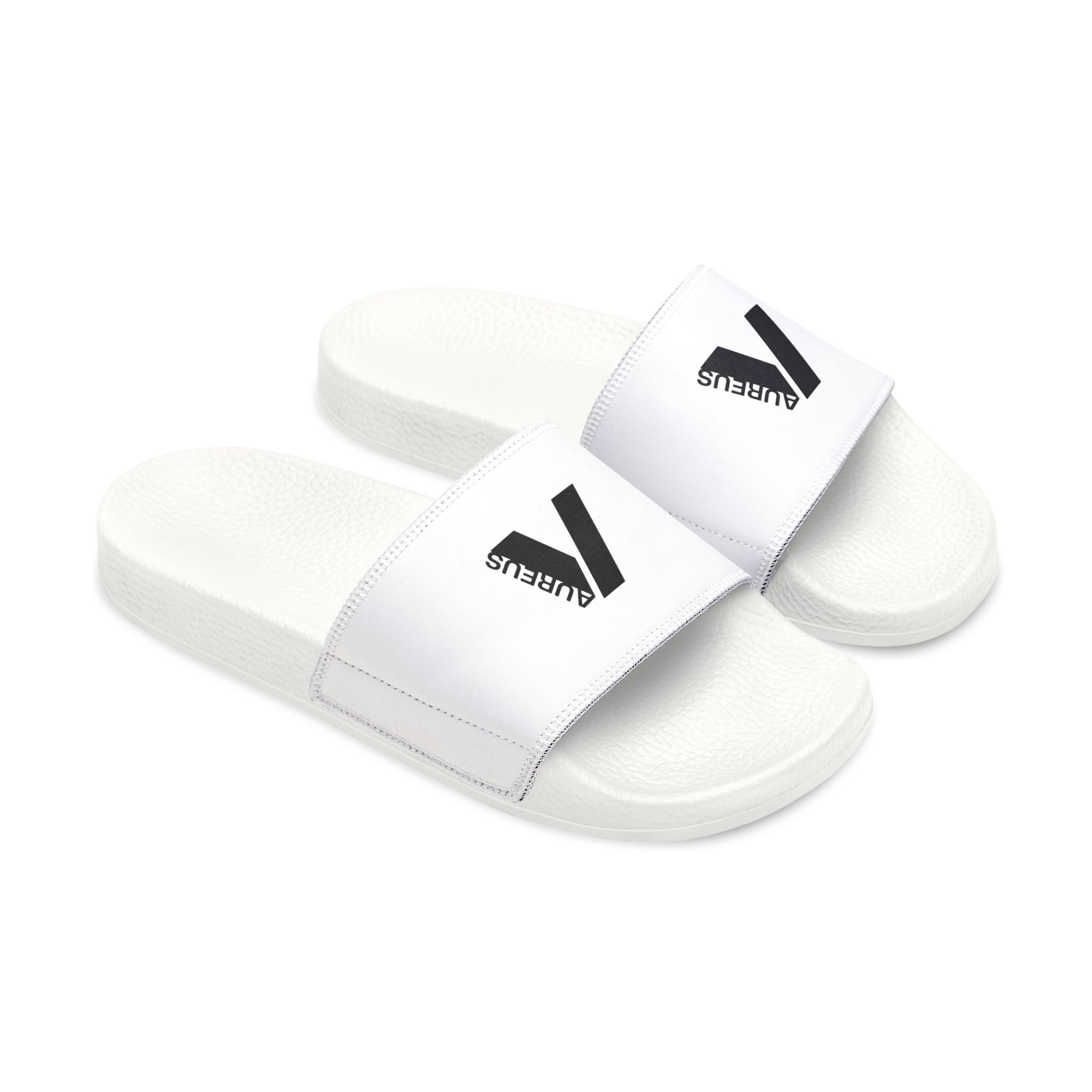 AUREUS | Men's Removable-Strap Slide Sandals, White/Black with Large Logo