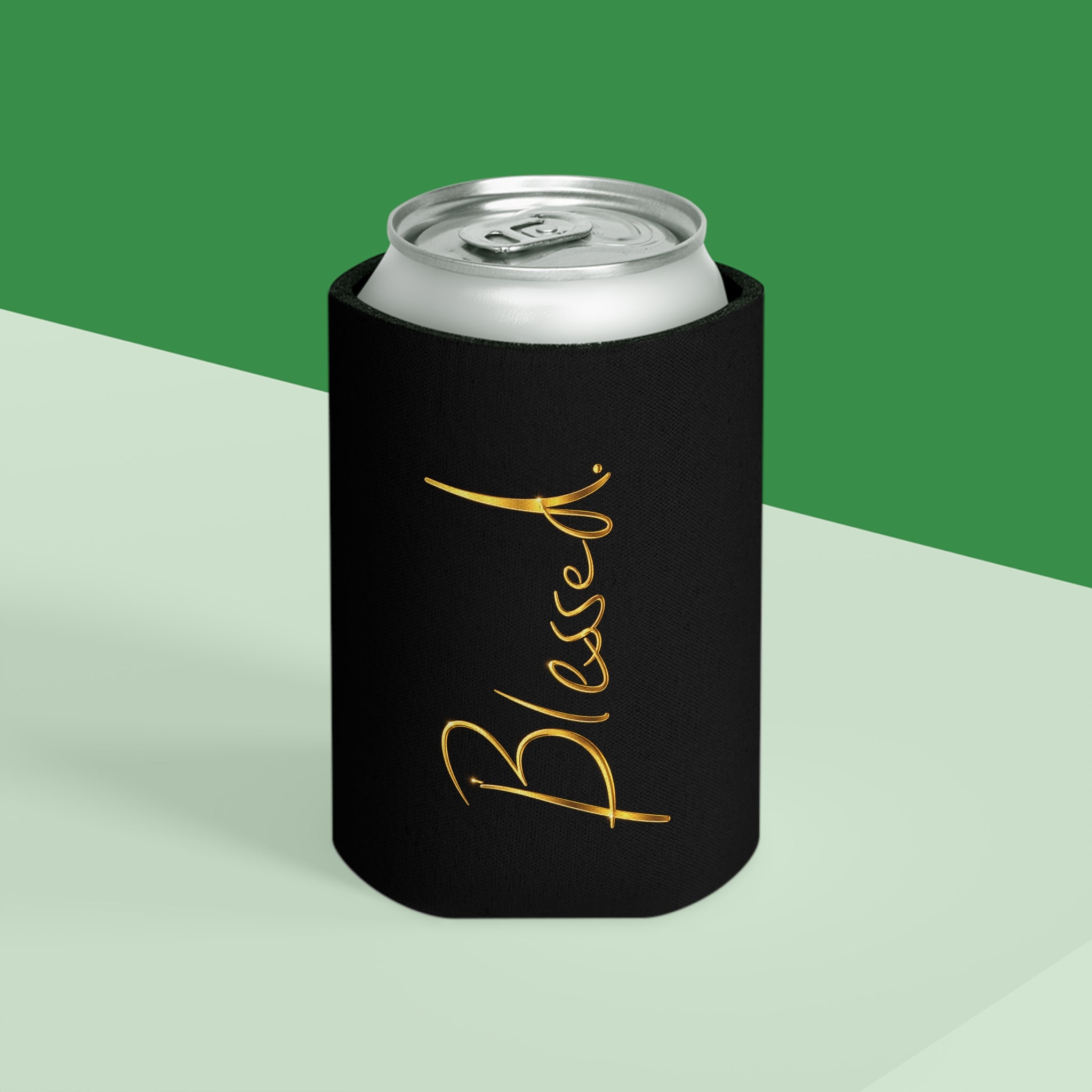 Enfriador de latas Blessed – Aislante térmico dorado para latas de refresco y cerveza