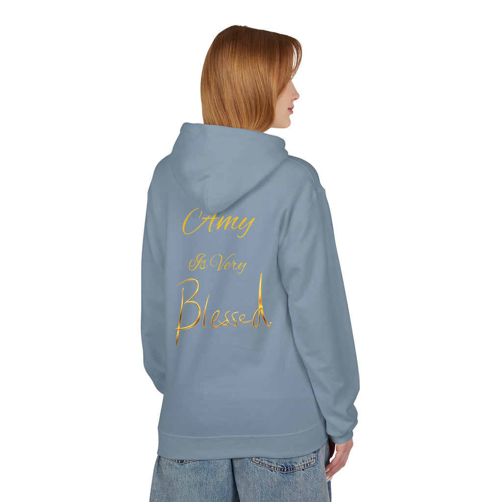 Blessed Hoodie — Minimal Gold Calligraphy Pullover (Personalized Name Option)