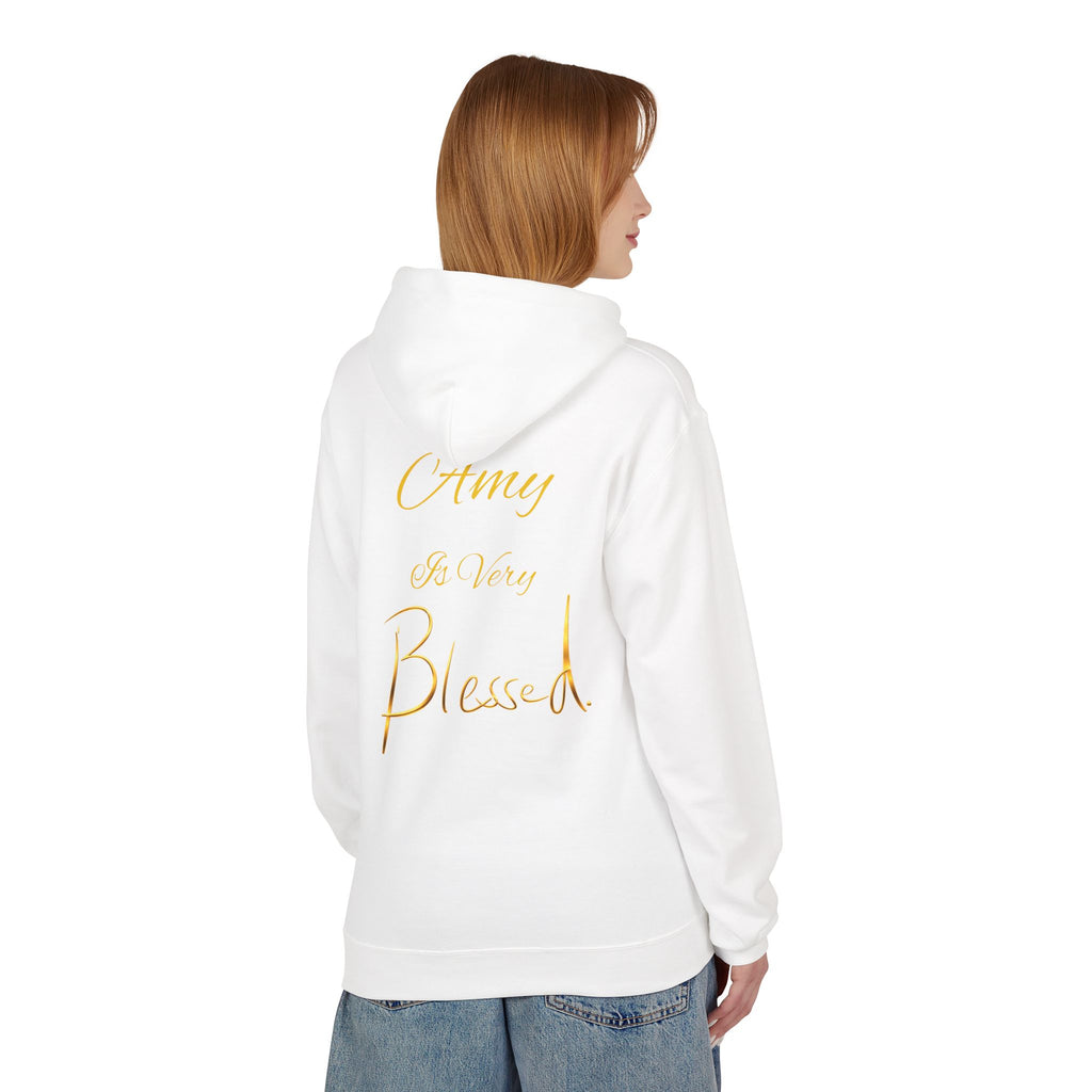 Blessed Hoodie — Minimal Gold Calligraphy Pullover (Personalized Name Option)