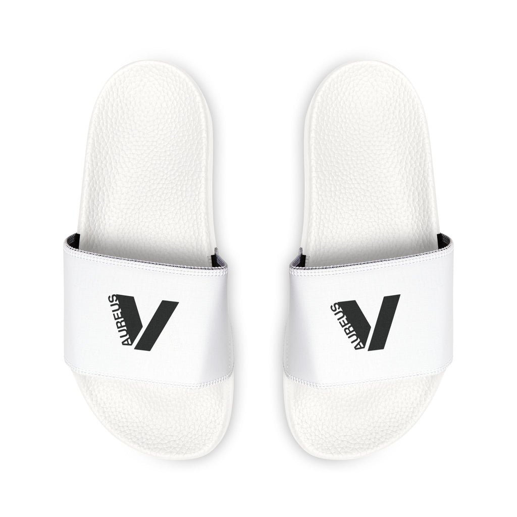 AUREUS | Men's Removable-Strap Slide Sandals, White/Black with Large Logo