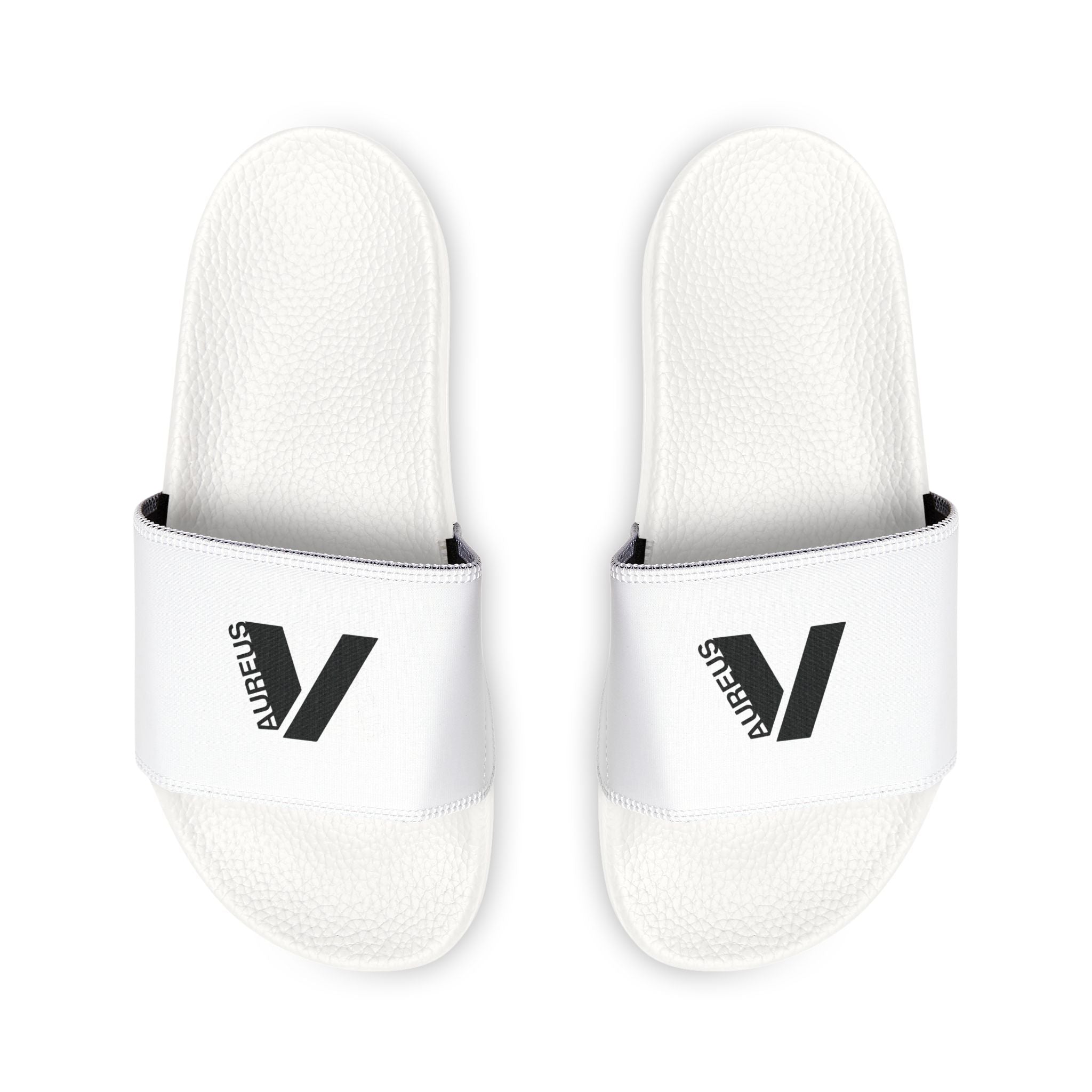 AUREUS | Men's Removable-Strap Slide Sandals, White/Black with Large Logo