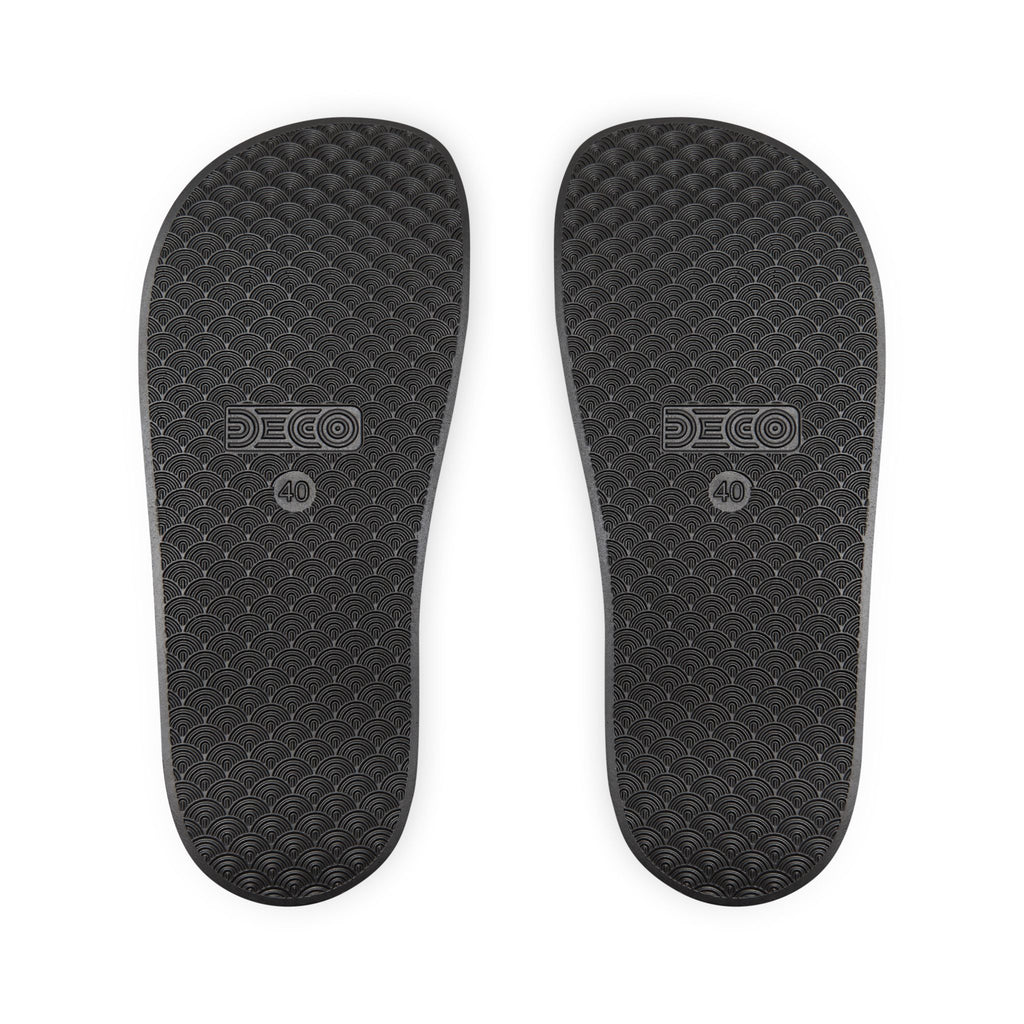 AUREUS | Men's Removable-Strap Slide Sandals, White/Black with Large Logo