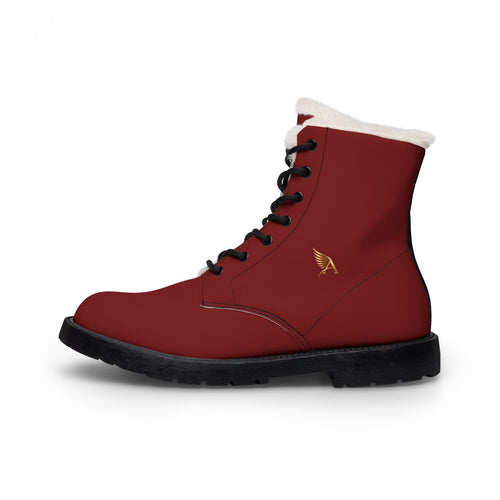 AUREUS | Botas de cuero con forro de piel sintética para mujer (Borgoña)
