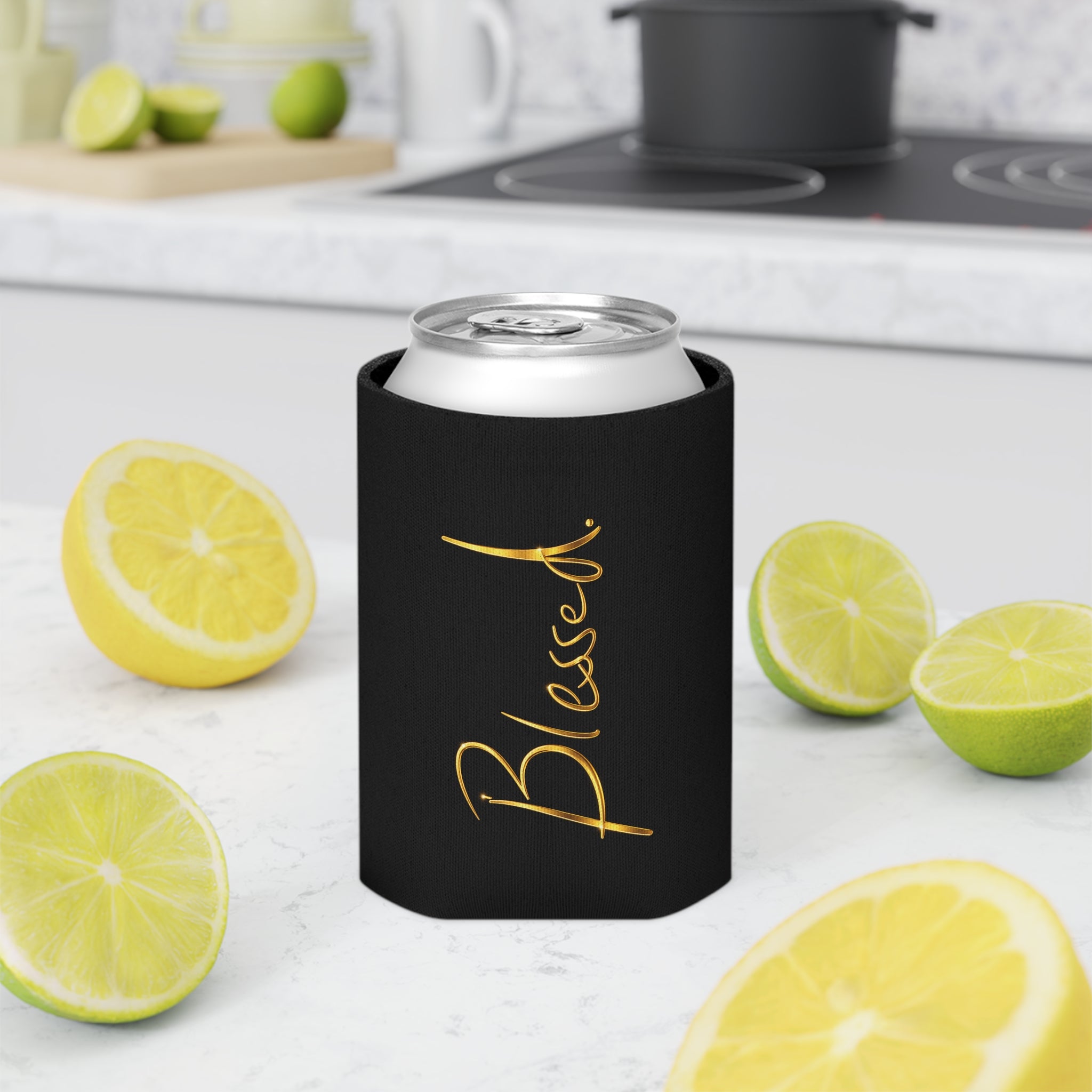 Enfriador de latas Blessed – Aislante térmico dorado para latas de refresco y cerveza