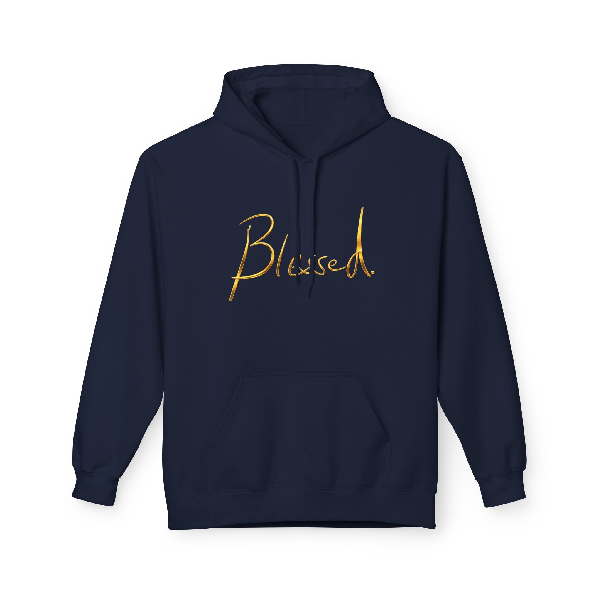 Sudadera con Capucha Blessed — Jersey Minimalista Dorado Caligrafiado (Opción de Nombre Personalizado)