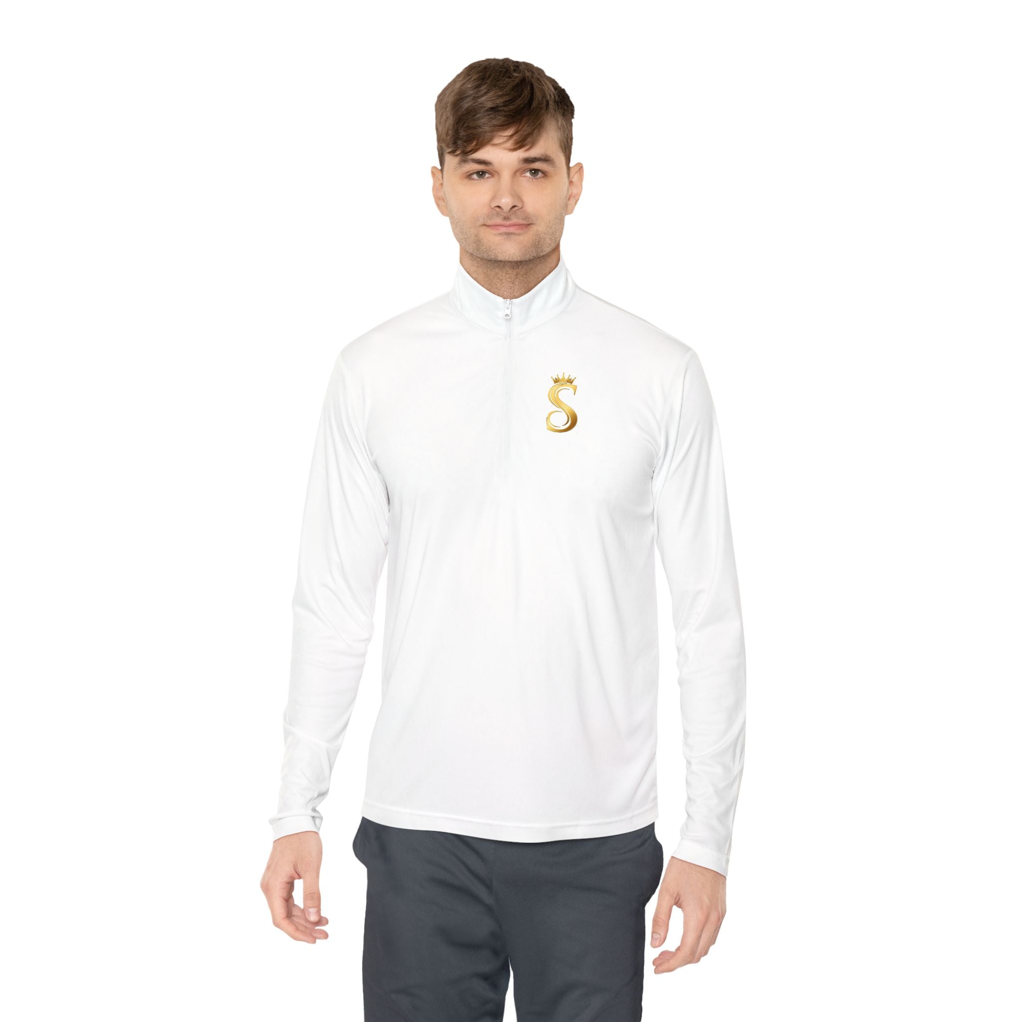 Quarter-Zip Pullover — Gold 'Raised King' Crown Graphic