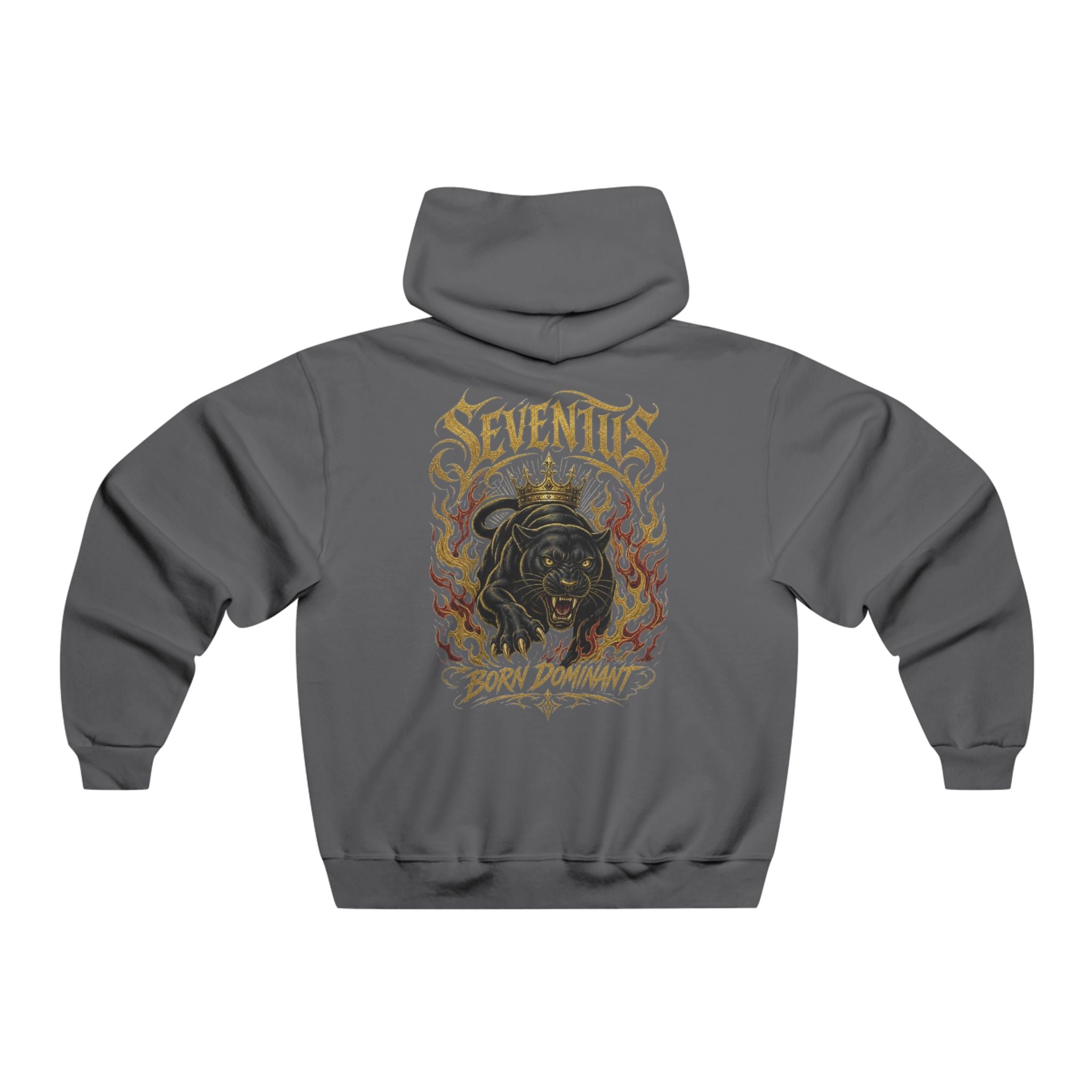 Sudadera con Capucha Gráfica Seventus — Estampado Trasero de Pantera en Llamas