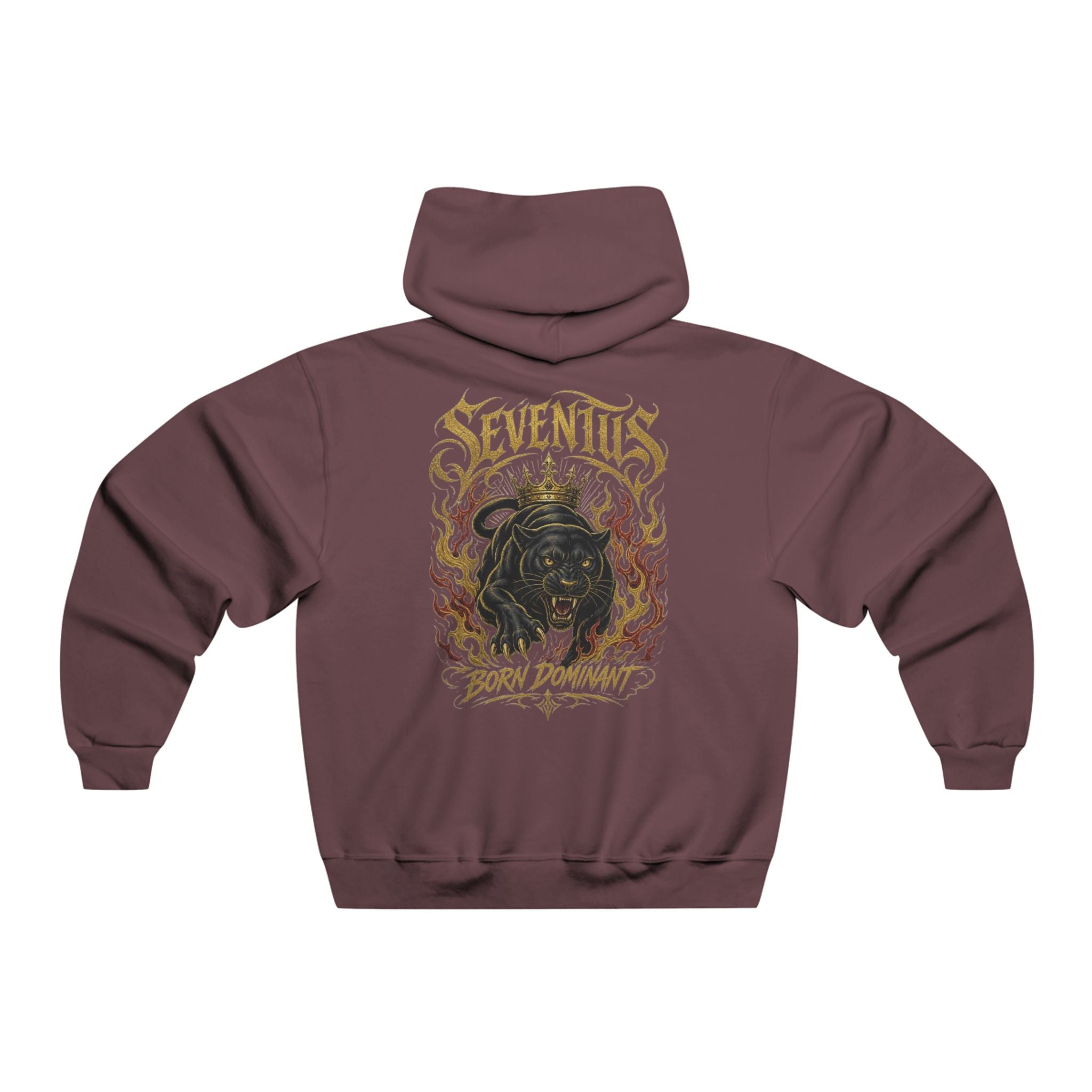 Sudadera con Capucha Gráfica Seventus — Estampado Trasero de Pantera en Llamas