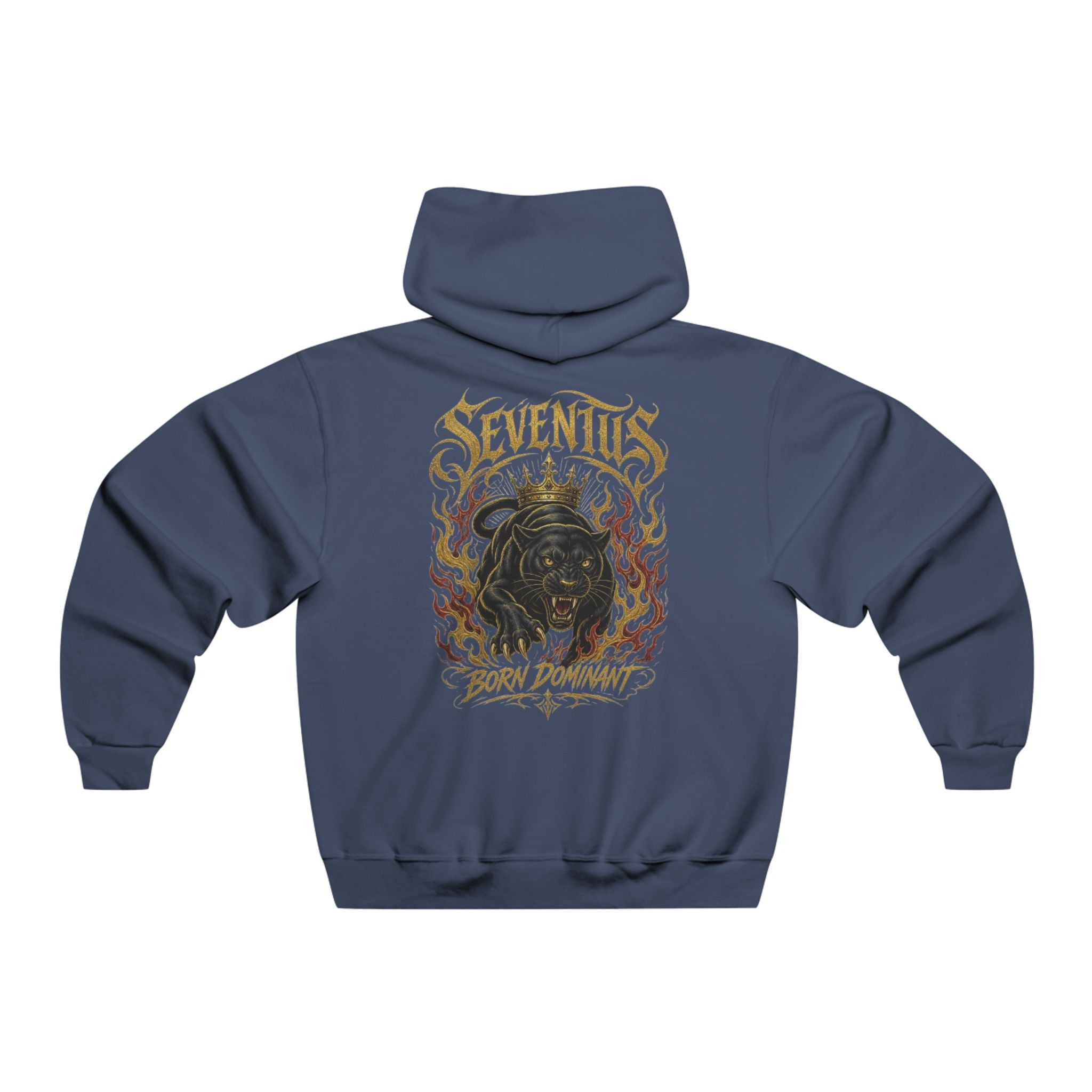 Sudadera con Capucha Gráfica Seventus — Estampado Trasero de Pantera en Llamas