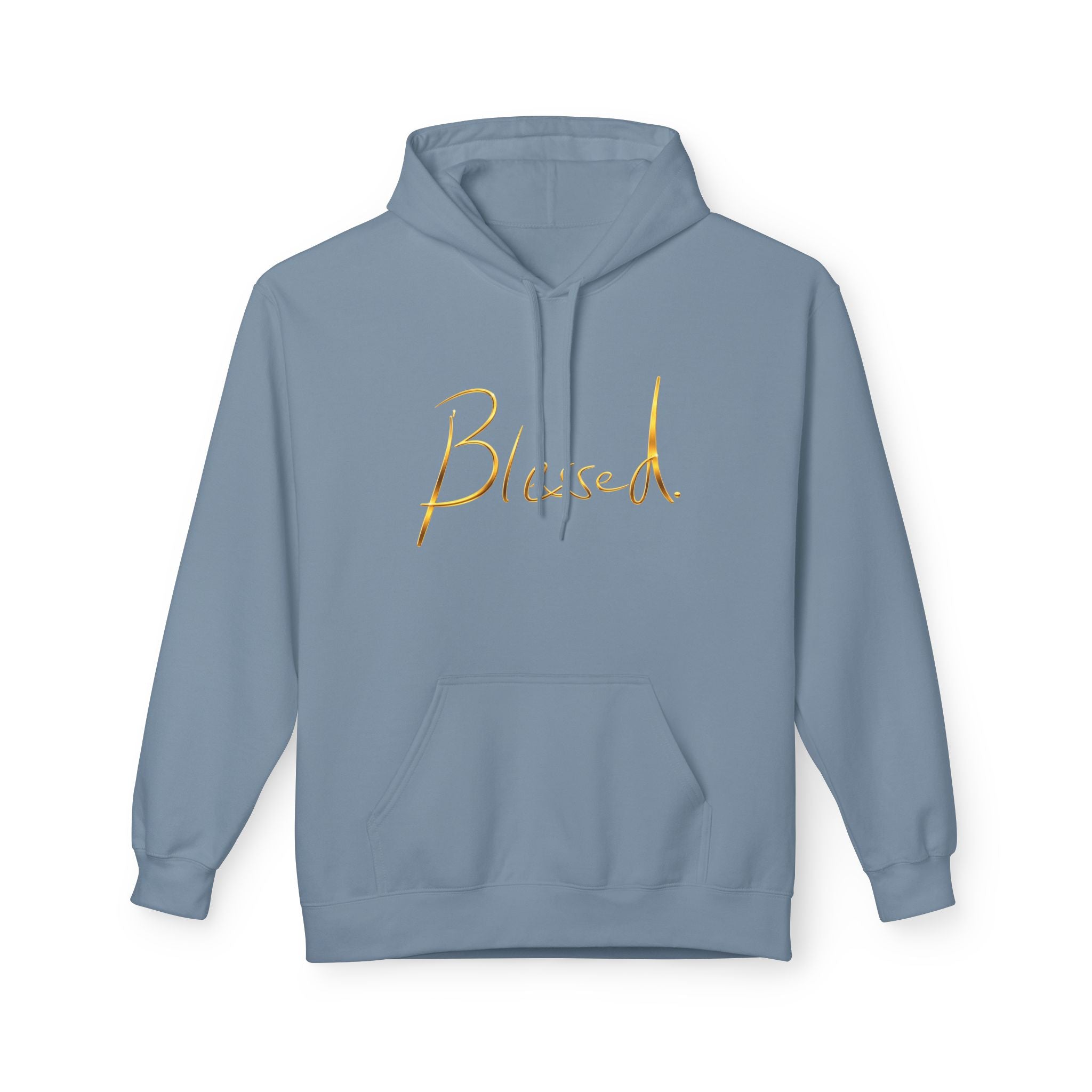 Sudadera con Capucha Blessed — Jersey Minimalista Dorado Caligrafiado (Opción de Nombre Personalizado)