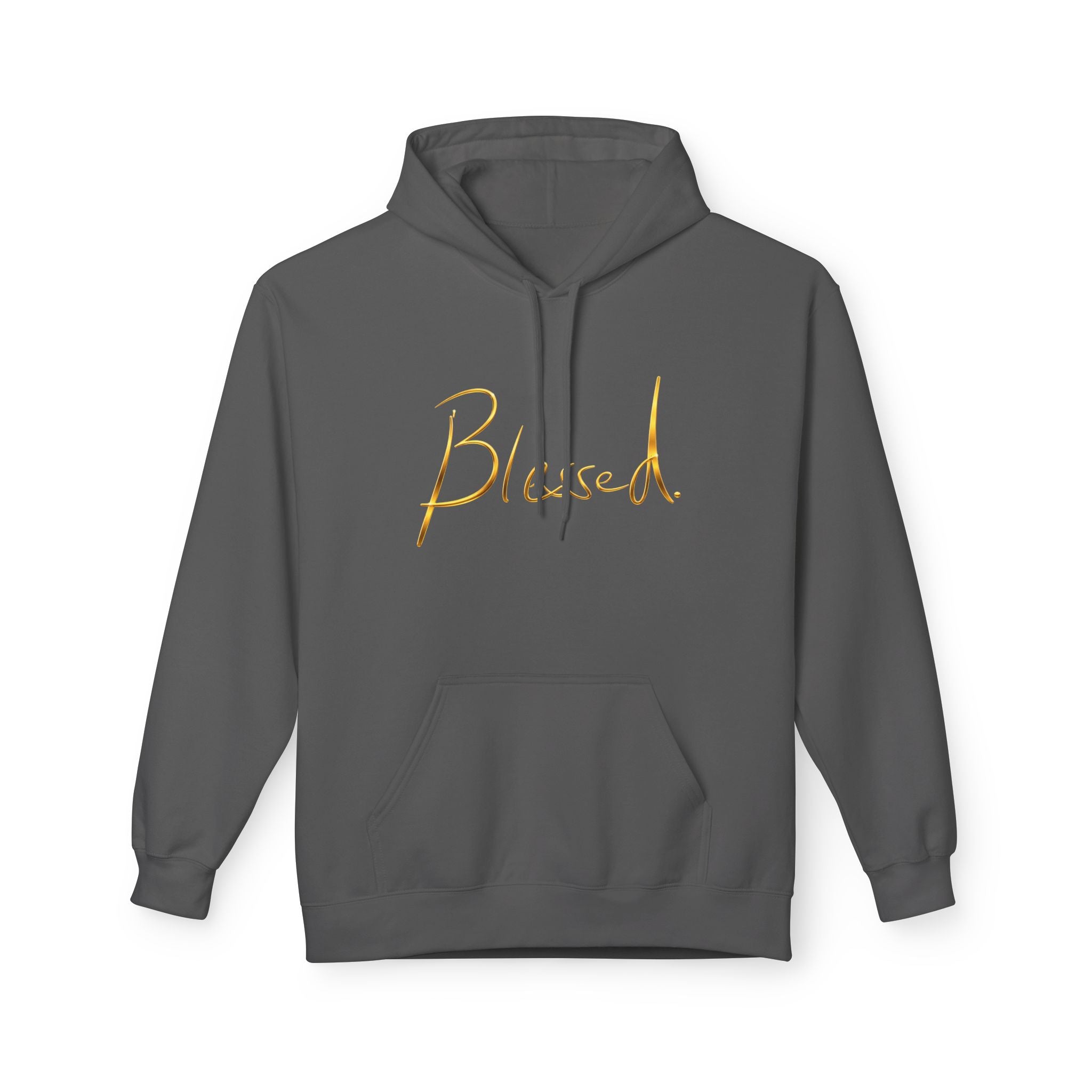 Sudadera con Capucha Blessed — Jersey Minimalista Dorado Caligrafiado (Opción de Nombre Personalizado)