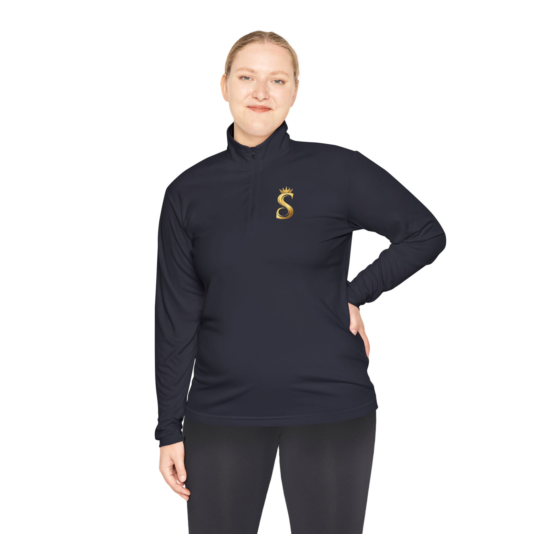 Quarter-Zip Pullover — Gold 'Raised King' Crown Graphic