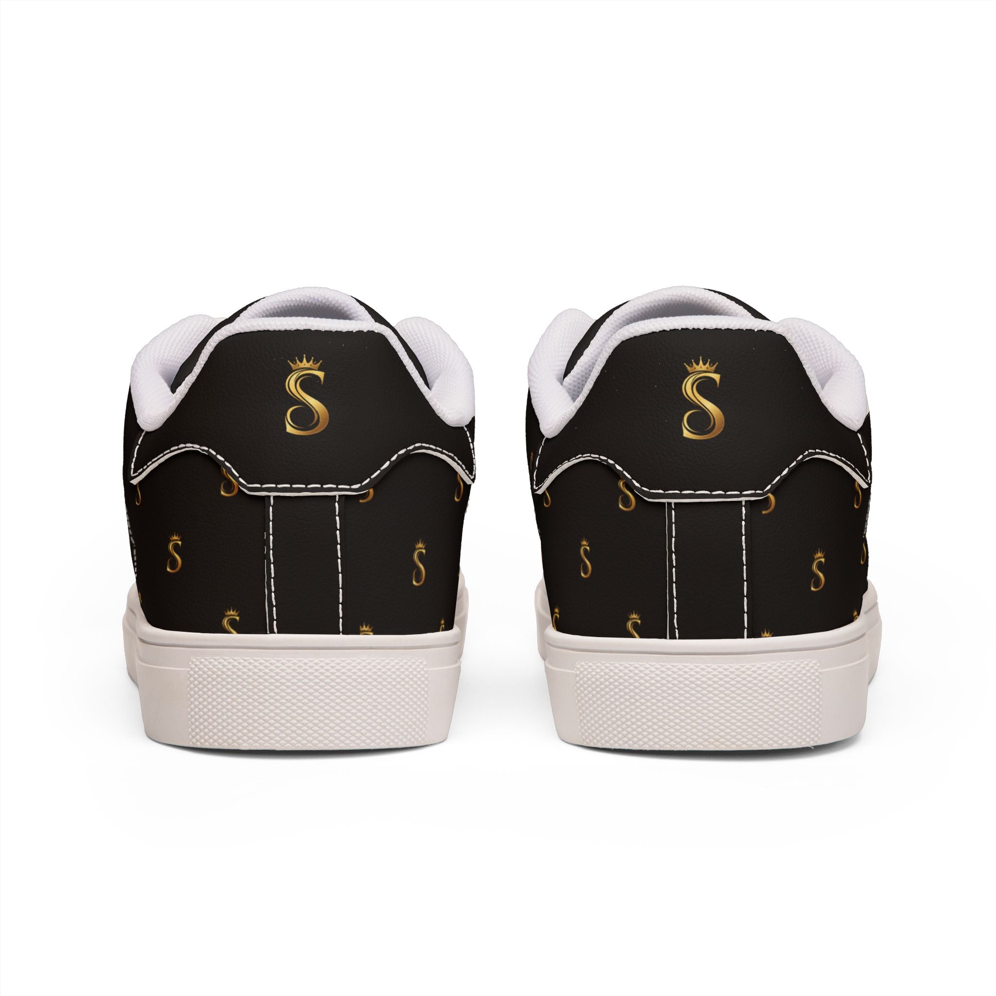 Zapatillas bajas de cuero negro para hombre - Detalle Seventus dorado