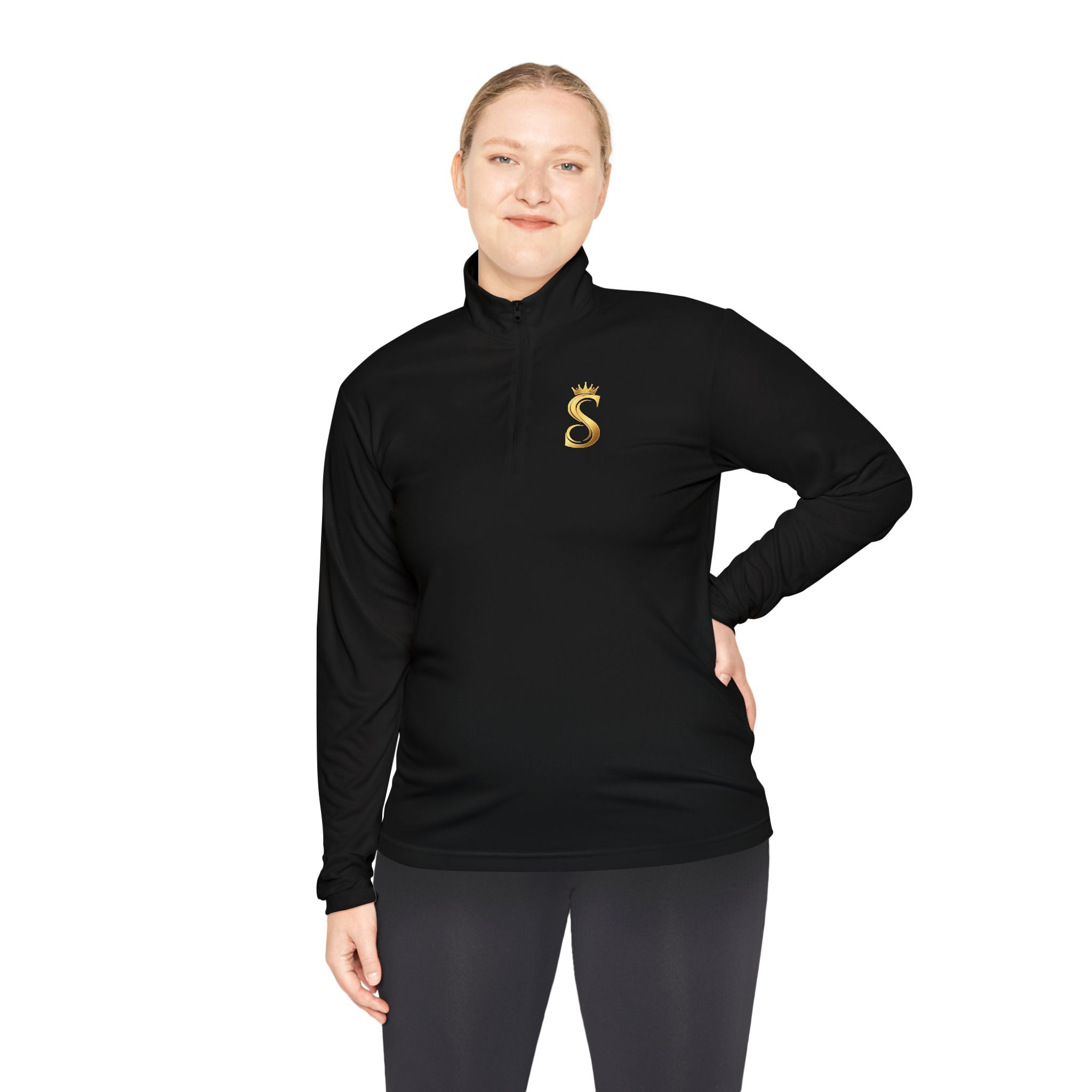 Quarter-Zip Pullover — Gold 'Raised King' Crown Graphic