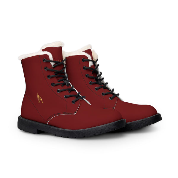 AUREUS | Botas de cuero con forro de piel sintética para mujer (Borgoña)