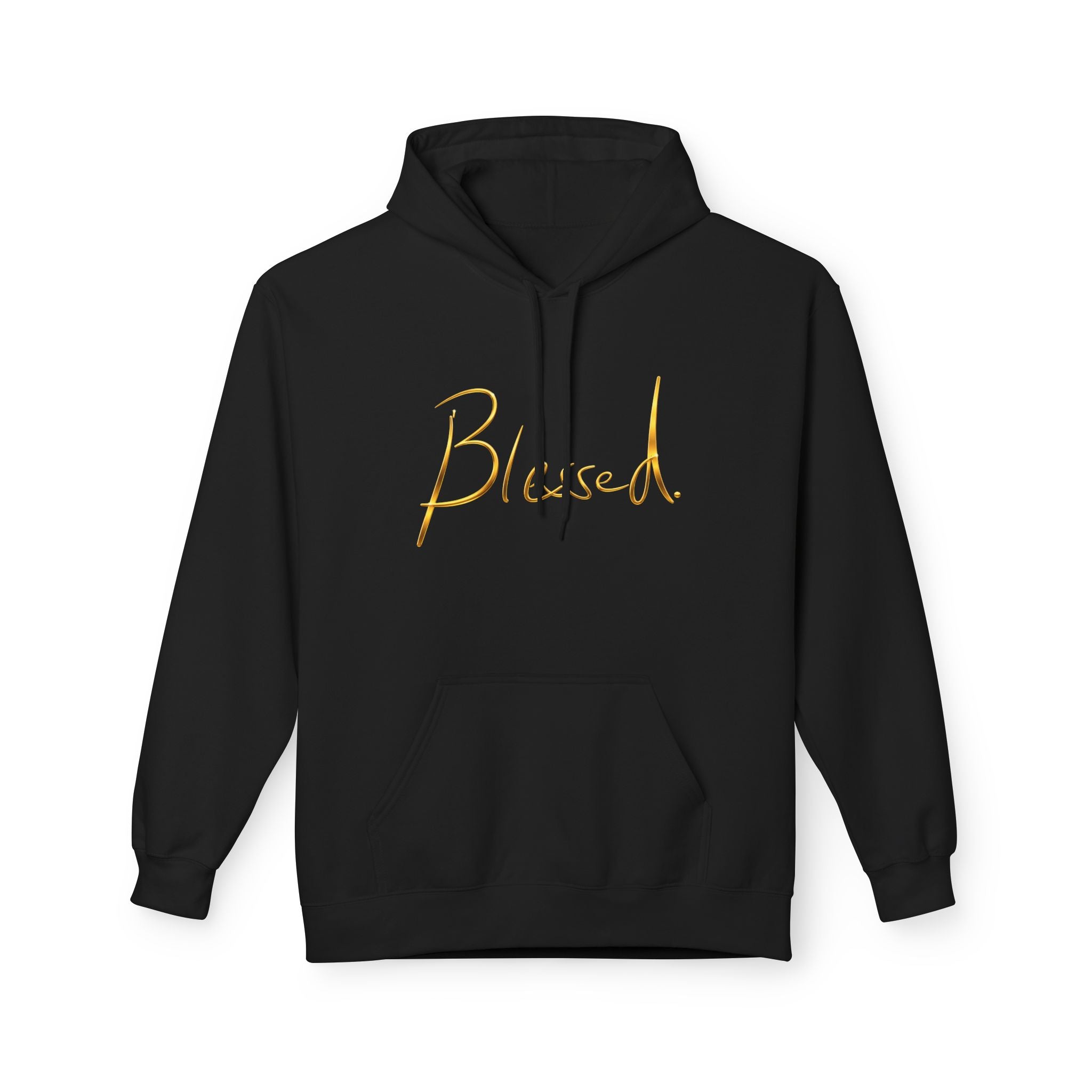 Sudadera con Capucha Blessed — Jersey Minimalista Dorado Caligrafiado (Opción de Nombre Personalizado)