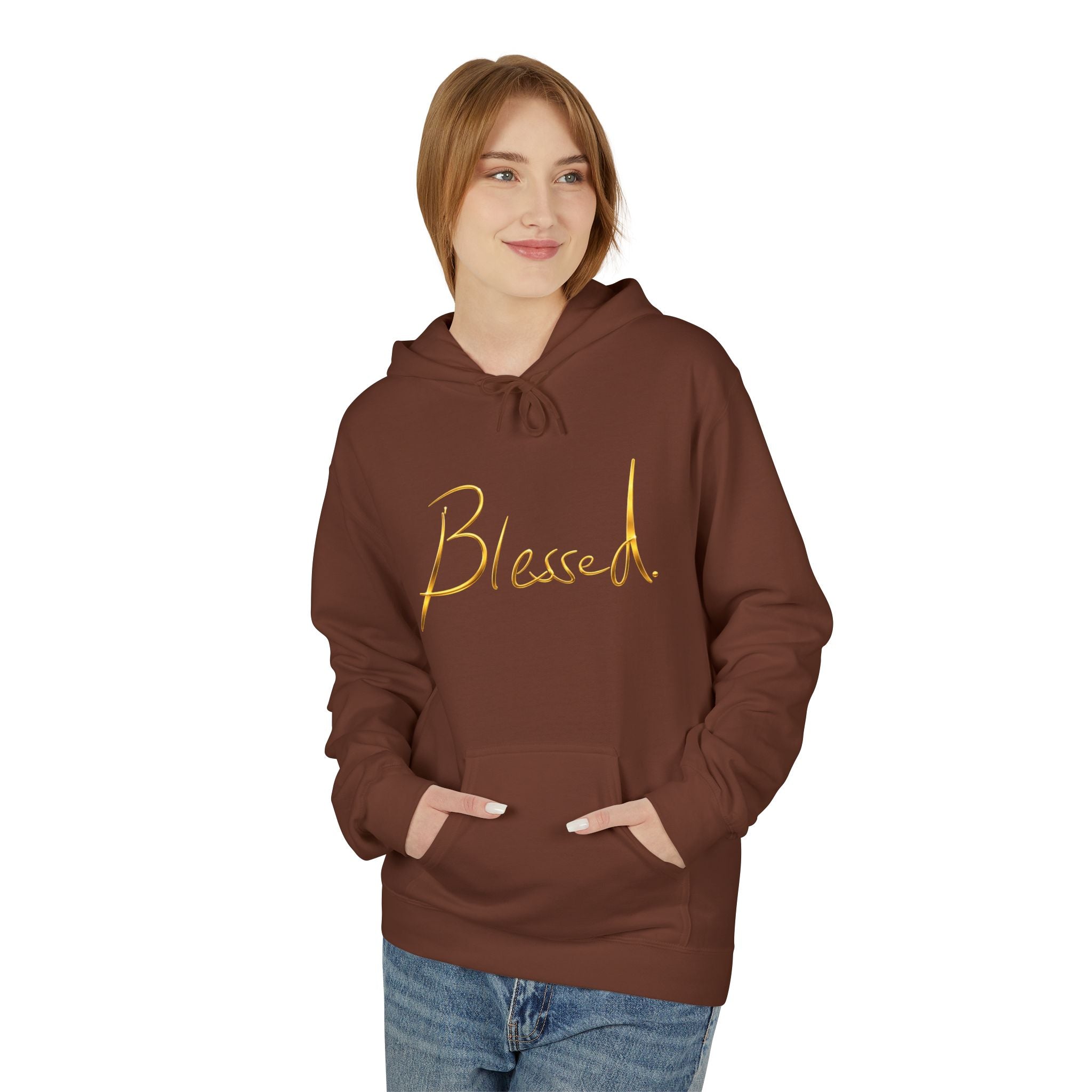 Blessed Hoodie — Minimal Gold Calligraphy Pullover (Personalized Name Option)