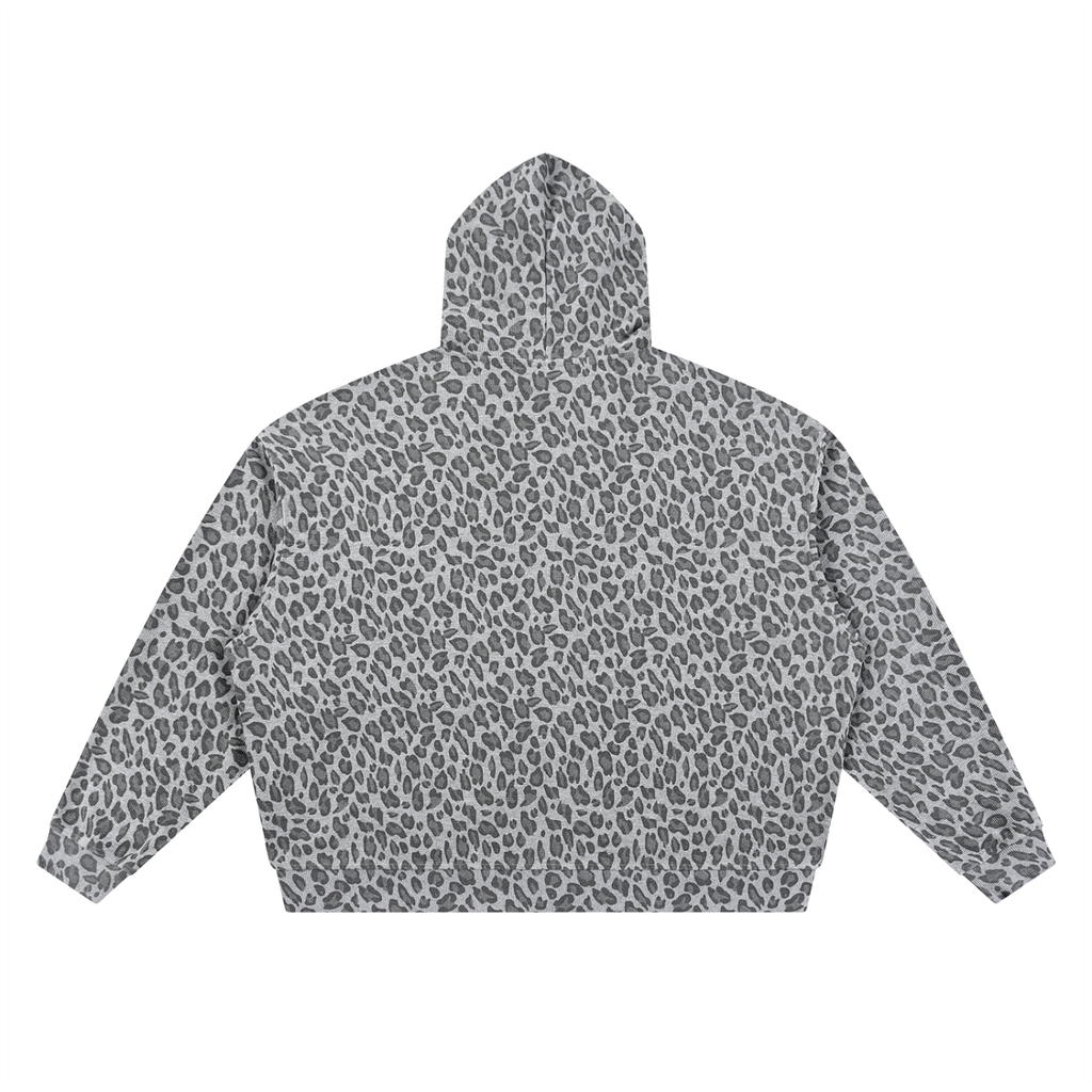 ELITE | Sudadera Unisex con Capucha y Cremallera Completa de Waffle con Estampado de Leopardo