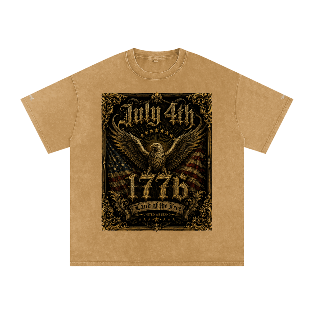 DOMINUS | 4 de julio de 1776, Camiseta Oversize de Algodón con Efecto Nieve