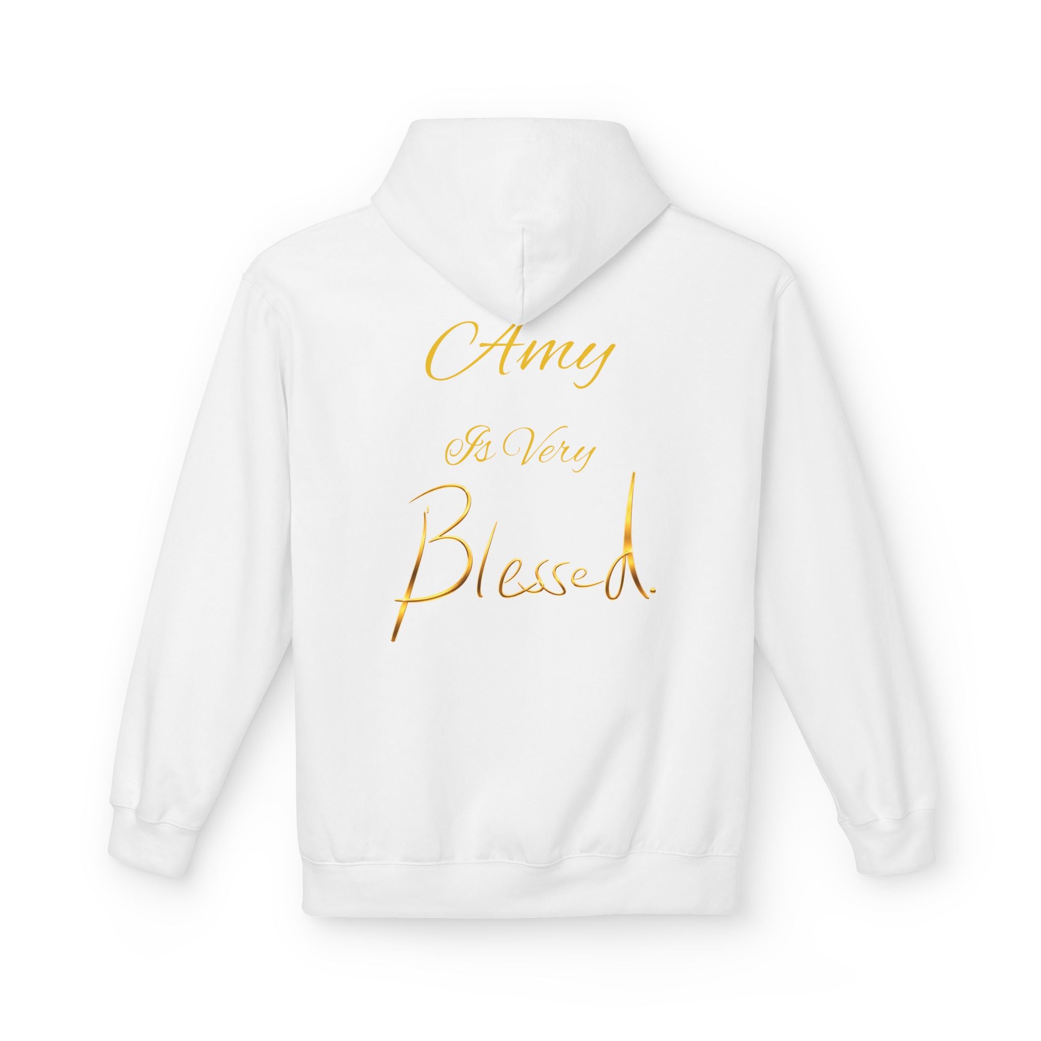 Sudadera con Capucha Blessed — Jersey Minimalista Dorado Caligrafiado (Opción de Nombre Personalizado)