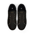 Men's Black Leather Low-Top Sneakers — Gold Seventus Accent