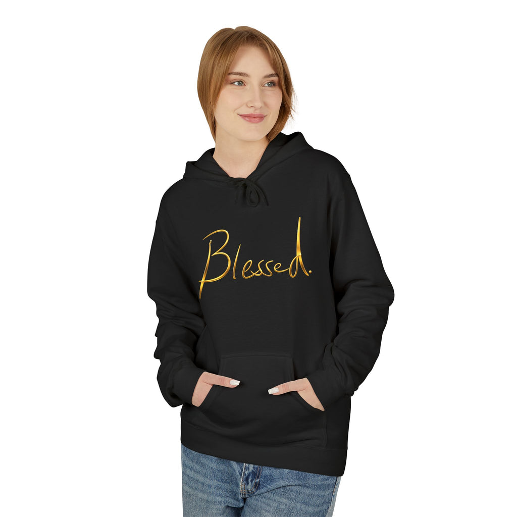 Blessed Hoodie — Minimal Gold Calligraphy Pullover (Personalized Name Option)